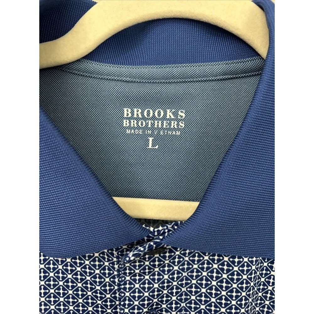 Brooks Borthers MENS LARGE Blue Stretch Golf Polo Shirt - Picture 2 of 4